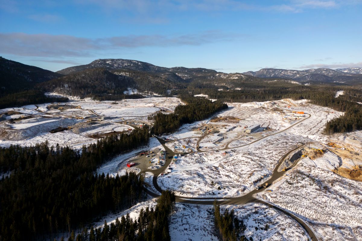 Her skal Googles nye datasenter bygges på Gromstul utenfor Skien i Telemark. Foto: Cornelius Poppe / NTB