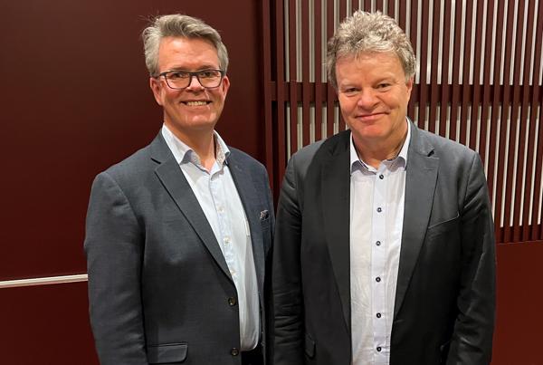 Audun Lågøyr (t.v.) og Ole Johan Krog er gjenvalgt som henholdsvis styreleder og nestleder i EBAO.