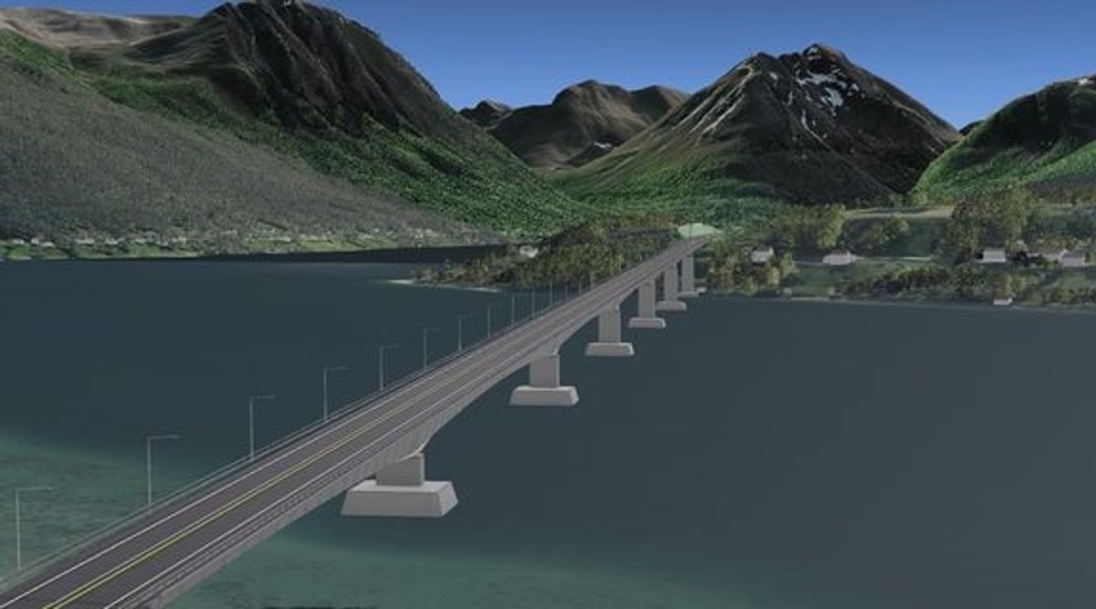 Nye E8 på strekningen Sørbotn–Laukslett skal gi sikrere innfartsvei til Tromsø. Illustrasjon: Statens vegvesen