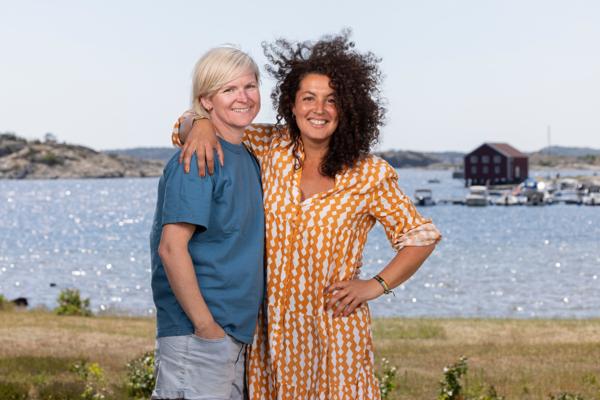 Stine Gabrielsen og Jamina Heggedal under innspillingen av "Sommerhytta". Foto: Espen Solli/ TV2