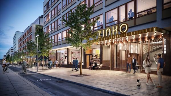 Prosjektet Zinko omfatter ombygging av cirka 15.700 kvadratmeter kontoreiendom i Stockholm. Illustrasjon: Arcona.
