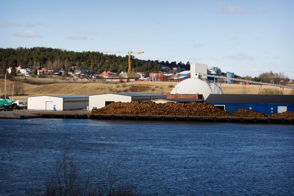 Alvim renseanlegg (i bakgrunnen) i Sarpsborg skal oppgraderes neste år, noe som vil føre til utslipp i Glomma. Foto: Erlend Aas / NTB