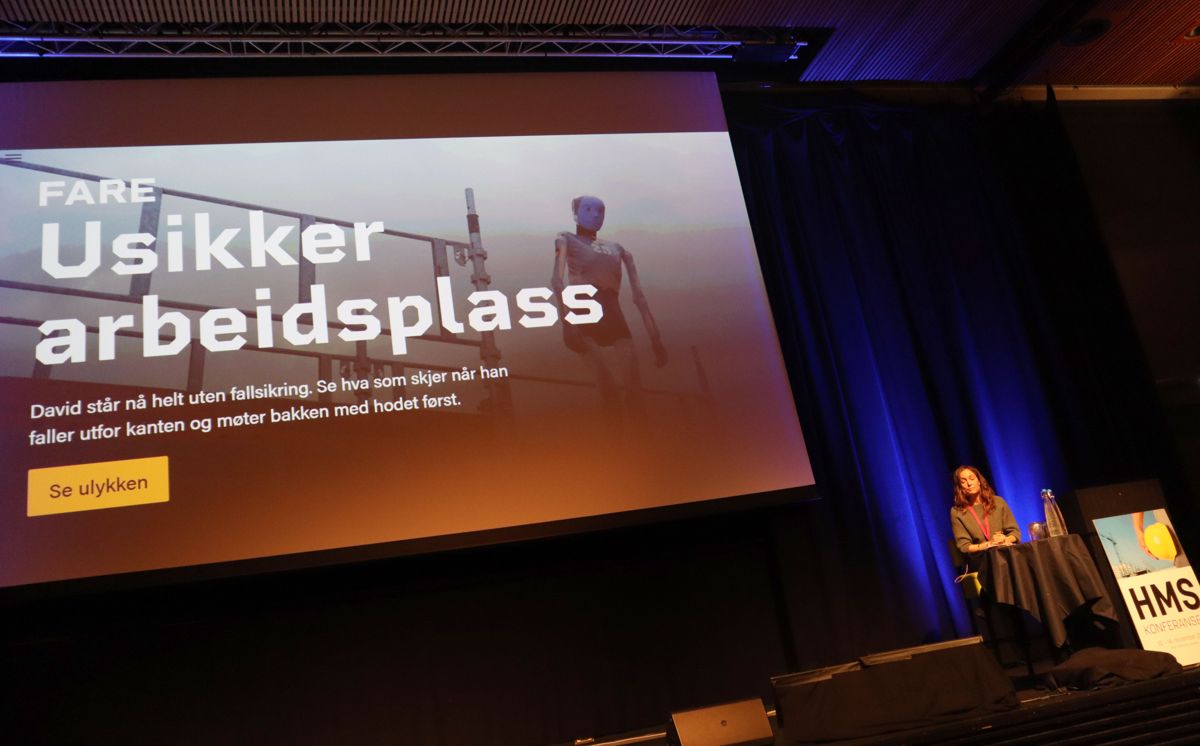 <p>HMS-sjef Kristin Wold Jenssen i Backe Entreprenør presenterte det nye digitale sikkerhetskurset "Fareblind" under HMS-konferansen. Foto: Svanhild Blakstad</p>