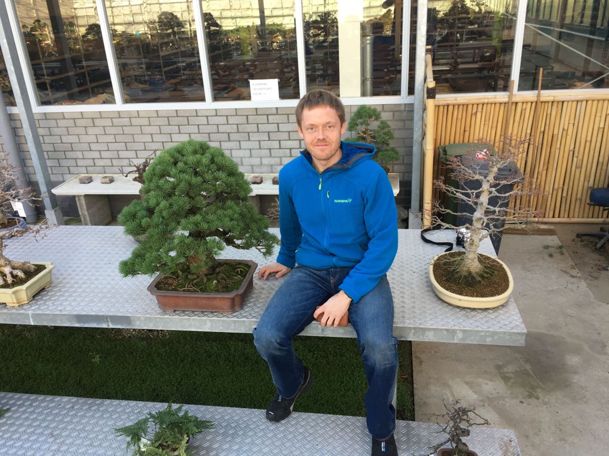 Anleggsleder Marius Foss i Hageland Foss har besøkt Japan for å studere bonsaikunsten.
