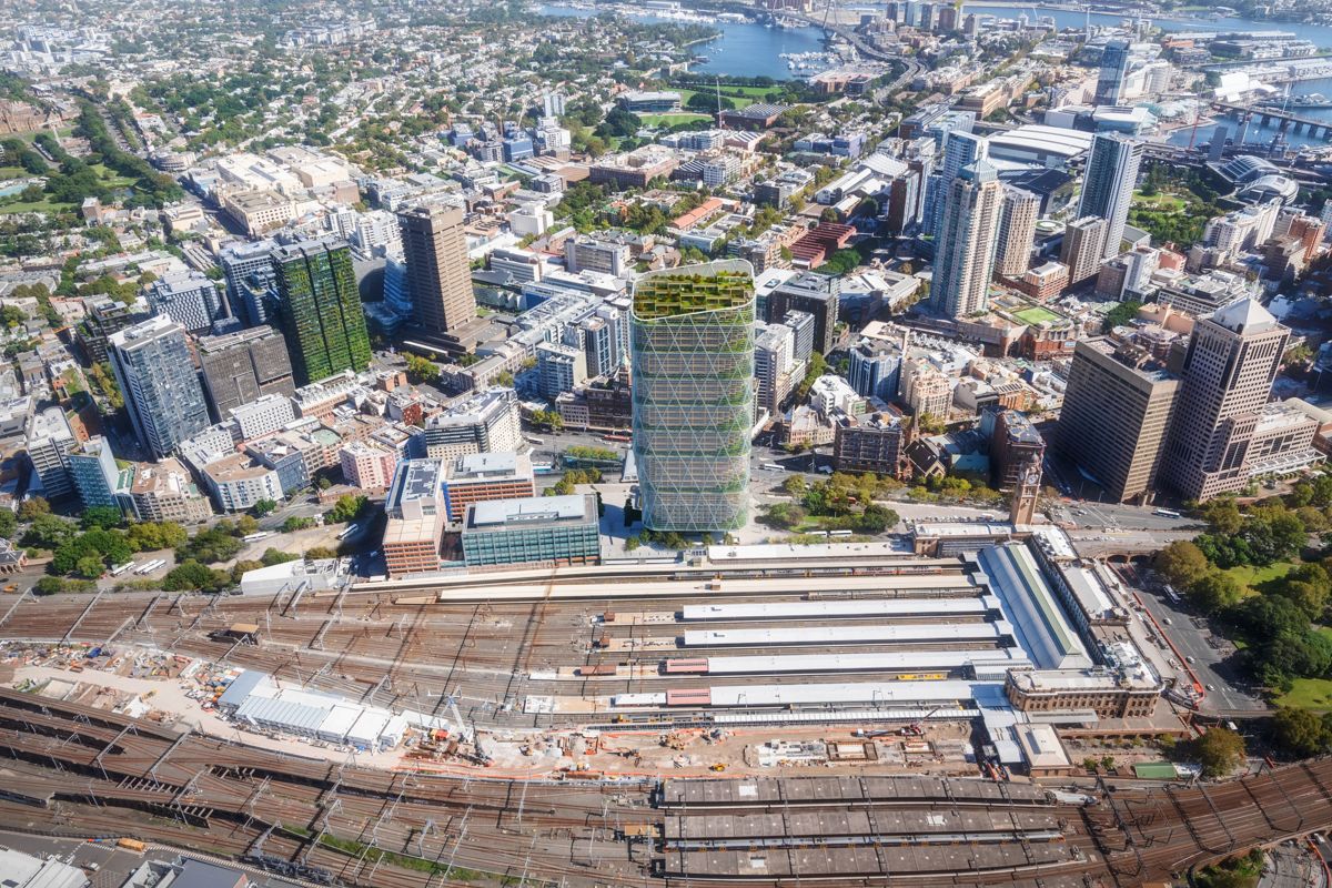 Et planlagt bygg i Sydney i Australia skal bli verdens høyeste hybrid-tre-bygg. Illustrasjon: SHoP
