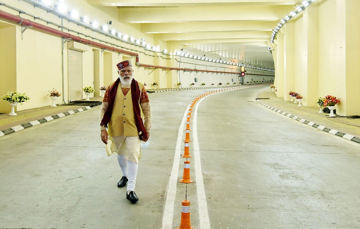 Den indiske statsministeren Shri Narendra Modi åpnet Atal Tunnel 3. oktober. Foto: Press Information Bureau, Government of India