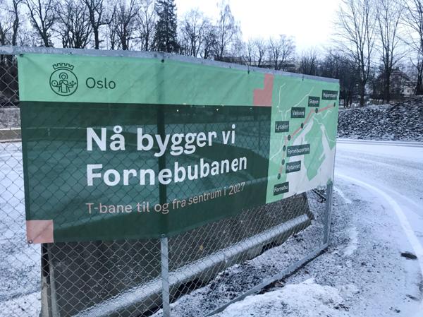 Fornebubanen er en ny T-banestrekning som skal gå fra Majorstuen til Fornebu. Grunnarbeidene er startet og prosjektet skal stå ferdig i 2027. Banen skal bygges i samarbeid med Oslo kommune og Viken fylkeskommune. Foto: Svanhild Blakstad