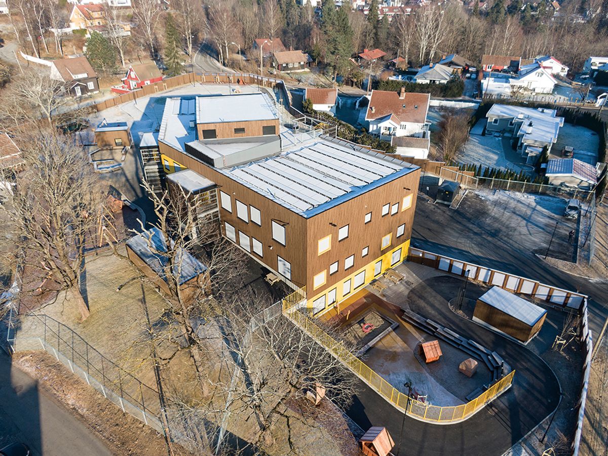 Jarenga barnehage i Bærum, fotodato 30.1.2021. Foto: Trond Joelson, Byggeindustrien