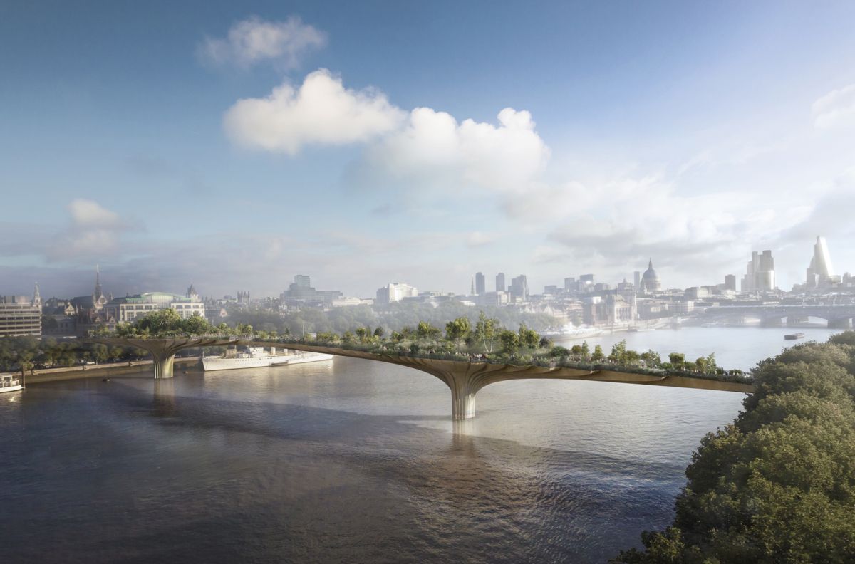 <p>The Garden Bridge blir en helt ny gangbru og offentlig park over Themsen som skal stå ferdig i 2018. (Ilustrasjon: Arup)</p>