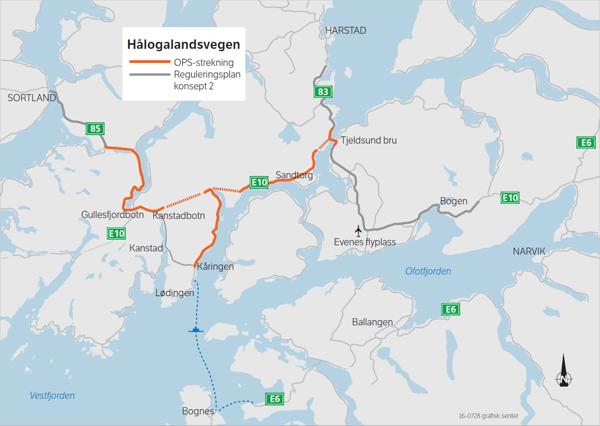 OPS-prosjektet E10/rv. 85 Tjeldsund–Gullesfjordbotn–Langvassbukt.
