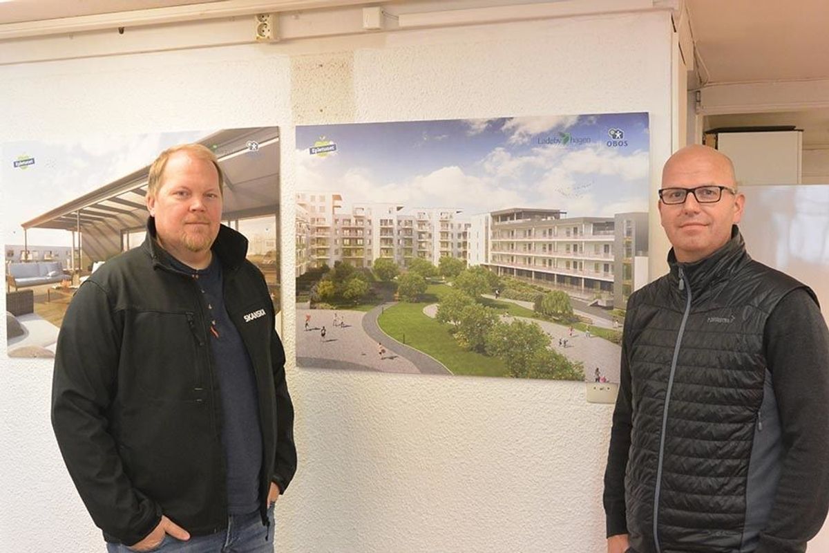 De to prosjektlederne for Ladebyhagen byggetrinn 2, Odin Damås fra Skanska (t.v.) og Torkild Lenes fra OBOS.