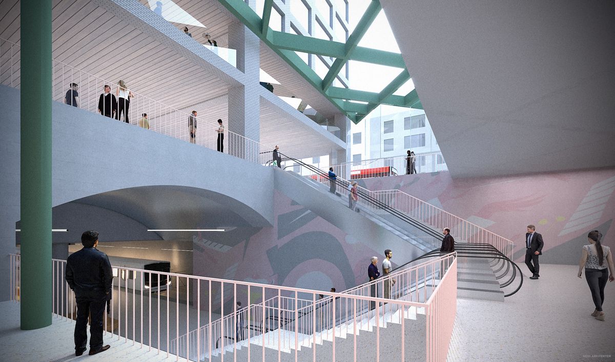 Slik kan det nye stasjonsområdet bli. Ill.: Sporveien/ MDH arkitekter