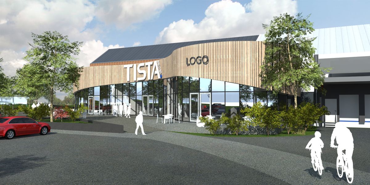 Slik blir Tisla kjøpesenter i Halden. Illustrasjon: SG Arkitekter