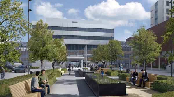 Drammen sykehus. Illustrasjon: LINK arkitektur/Bølgeblikk/Ratio