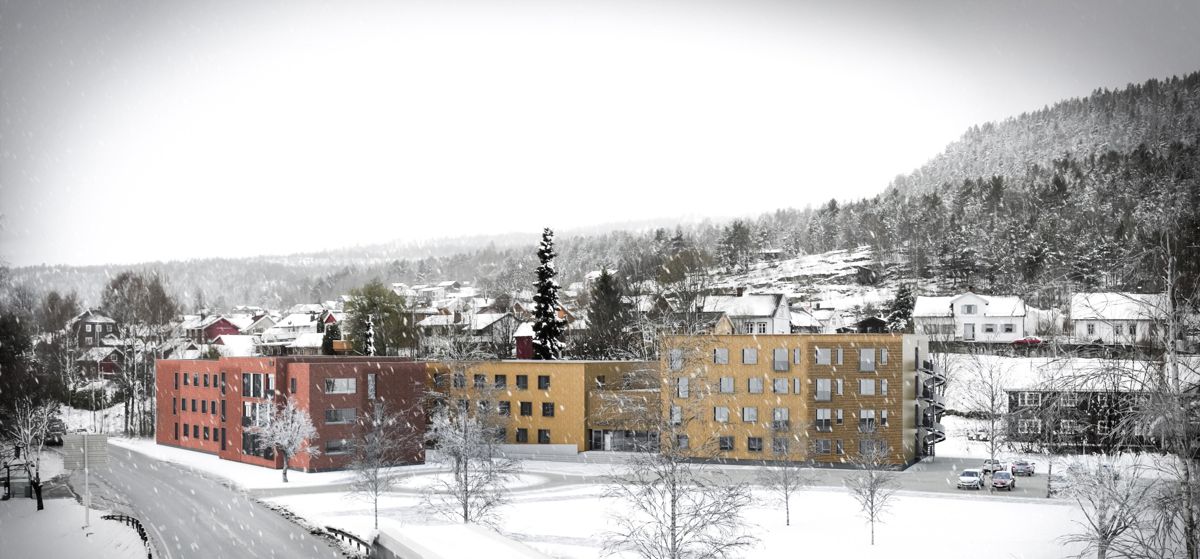 I samme område som Vestsiden skole skal Skorve også bygge 165 studenthybler. Illustrasjon: Enerhaugen Arkitektkontor / DRMA.