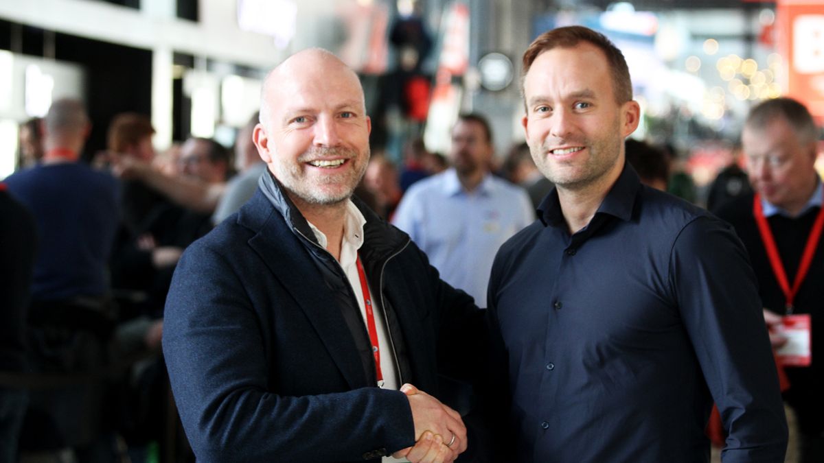 Gunnar Glavin Nybø, administrerende direktør i Bygg Reis Deg og Andreas Ljones, direktør for eksterne arrangement og nye konsepter hos Norges Varemesse.