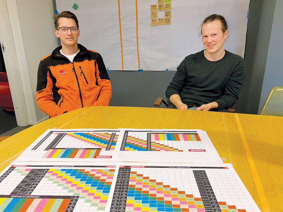 Til venstre prosjekteringsleder Espen Drange som har vært hoveddriveren for utarbeiding av planen for Takt-produksjonen. Til høyre Veidekkes prosjektleder Rune Holm.