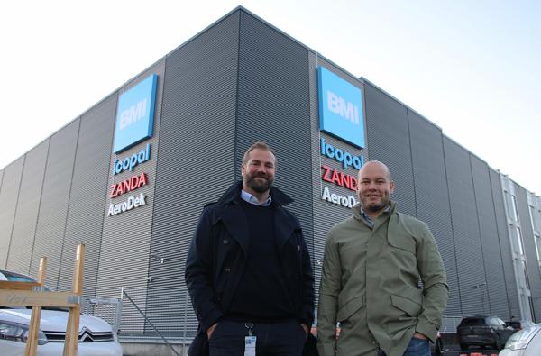 Administrerende direktør i BMI Norge, Andreas Fritzsønn, (t.v.) og markedsdirektør Markus Svenberg er godt fornøyde med de nye lokalene.