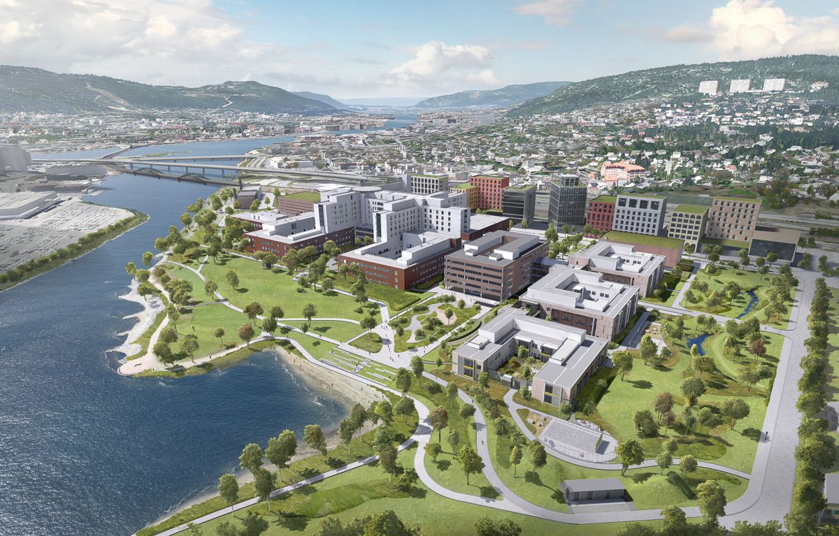 Nytt sykehus i Drammen. Illustrasjon: Helse Sør-Øst RHF, Link arkitektur, Ratio arkitekter, Bølgeblikk