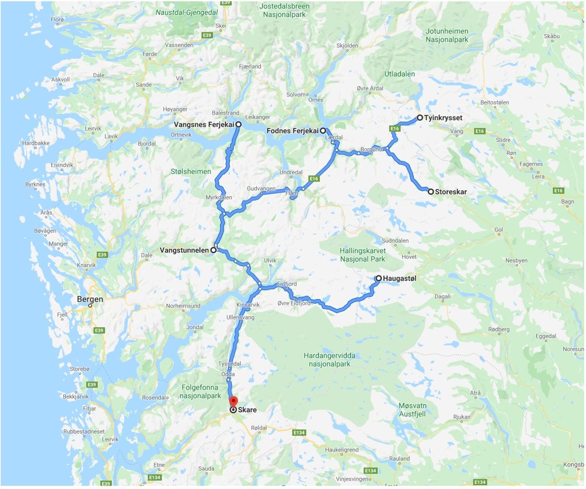 Driftskontrakten omfatter 10 kommuner fordelt på fylkene Vestland, Viken og Innlandet.