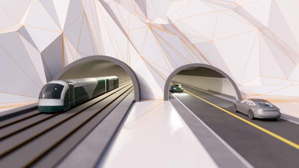 Fellesprosjektet Arna-Stanghelle er planlagt med byggestart i 2024. Illustrasjon: Red Ant/Statens vegvesen