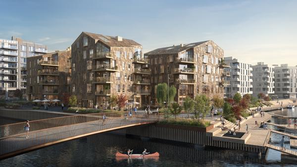 Interessen for Vannkunsten Syd i Bjørvika har vært helt unik. Prosjektet skal stå ferdig i 2025. Illustrasjon: OSU/ 3D Estate