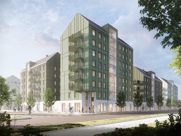 HMB Construction skal bygge 182 leiligheter og en barnehage i Örebros nye boligområde Tamarinden. Ill. White