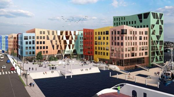 Campus Kristiansund blir et fremtidsrettet miljøbygg med blant annet massivtre som hovedbærekonstruksjon. Illustrasjon: Pir II Arkitekter