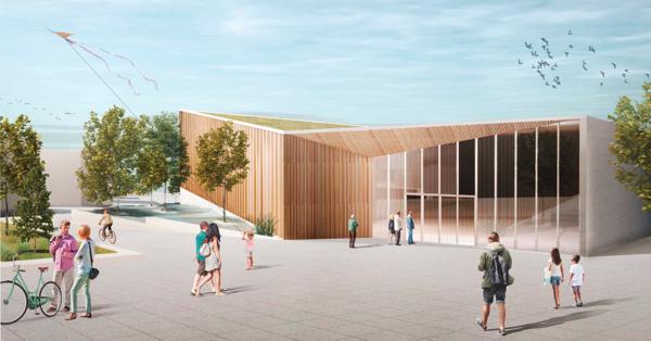 Dette er en foreløpig arbeidsskisse av prosjektet. Illustrasjon: Dyrø og Moen Arkitekter / Oslobygg KF