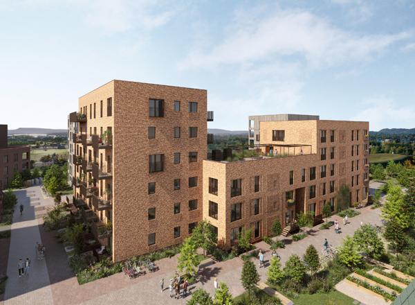Andre kvartal i Nansenløkka på Fornebu. Illustrasjon: Dyrvik Arkitekter / Transborder Studio
