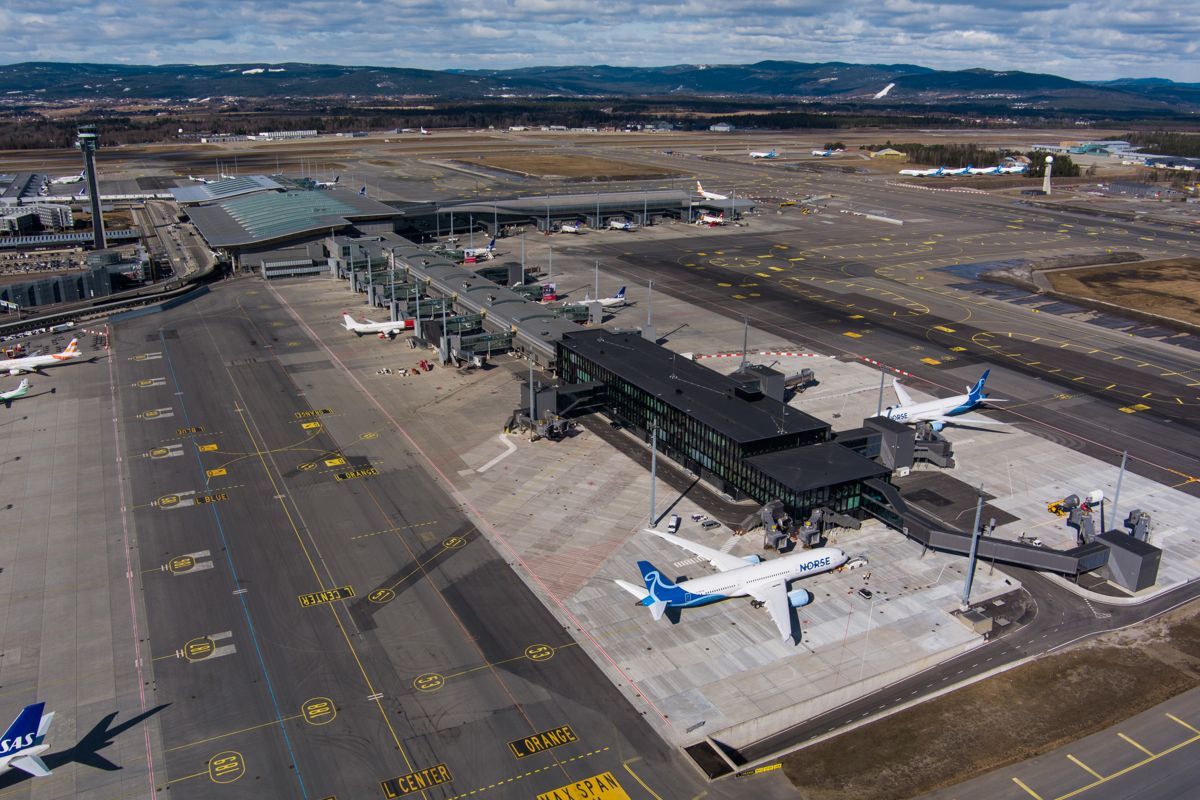 Oslo lufthavns nye påbygg er i «operativ prøvedrift» fram til den offisielle åpningen 14. juni. Foto: Avinor / NTB