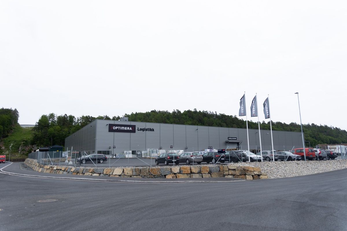 Optimeras nye logistikklager i Snelldalen, Agder, åpnet offisielt 9. juni 2022. Foto: Lisa Boije