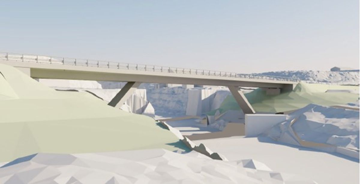 Nye Jora bru blir 70 meter lang og skal bygges cirka 30 meter sør for dagens kjørebru.