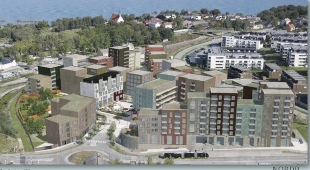 Ranheim utvikling vil bygge opptil 600 nye boliger. Illustrasjon: VY Communication
