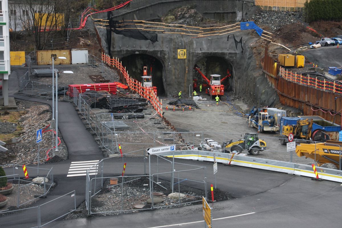 Marti Norge drev to tunneler gjennom Løvstakken i Bergen. Arkivfoto: Rune Jenssen, Bybanen Utbygging