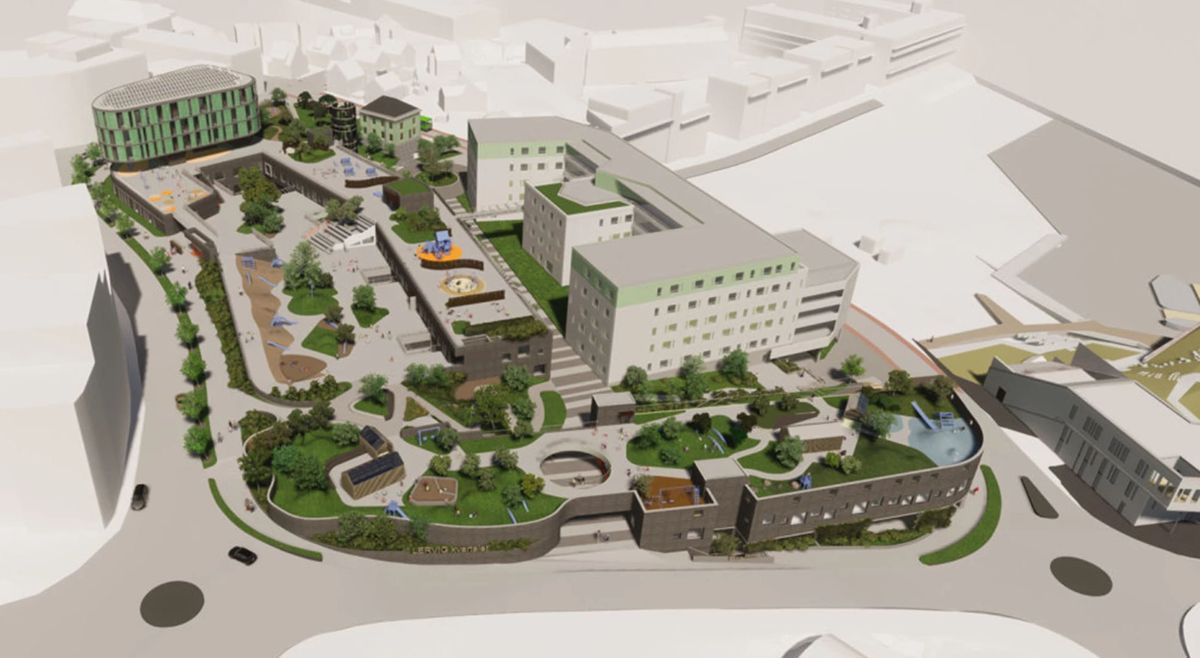 Lervigskvartalet på Storhaug i Stavanger skal etter planen så ferdig høsten 2024. Illustrasjon: Studio hoh / Bark arkitekter