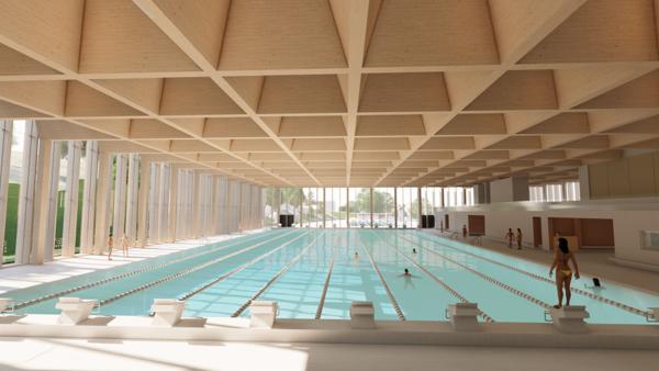 Det nye Tøyenbadet blir Oslos største badeanlegg når det står ferdig i 2024. Illustrasjon: Asplan Viak/Oslobygg KF