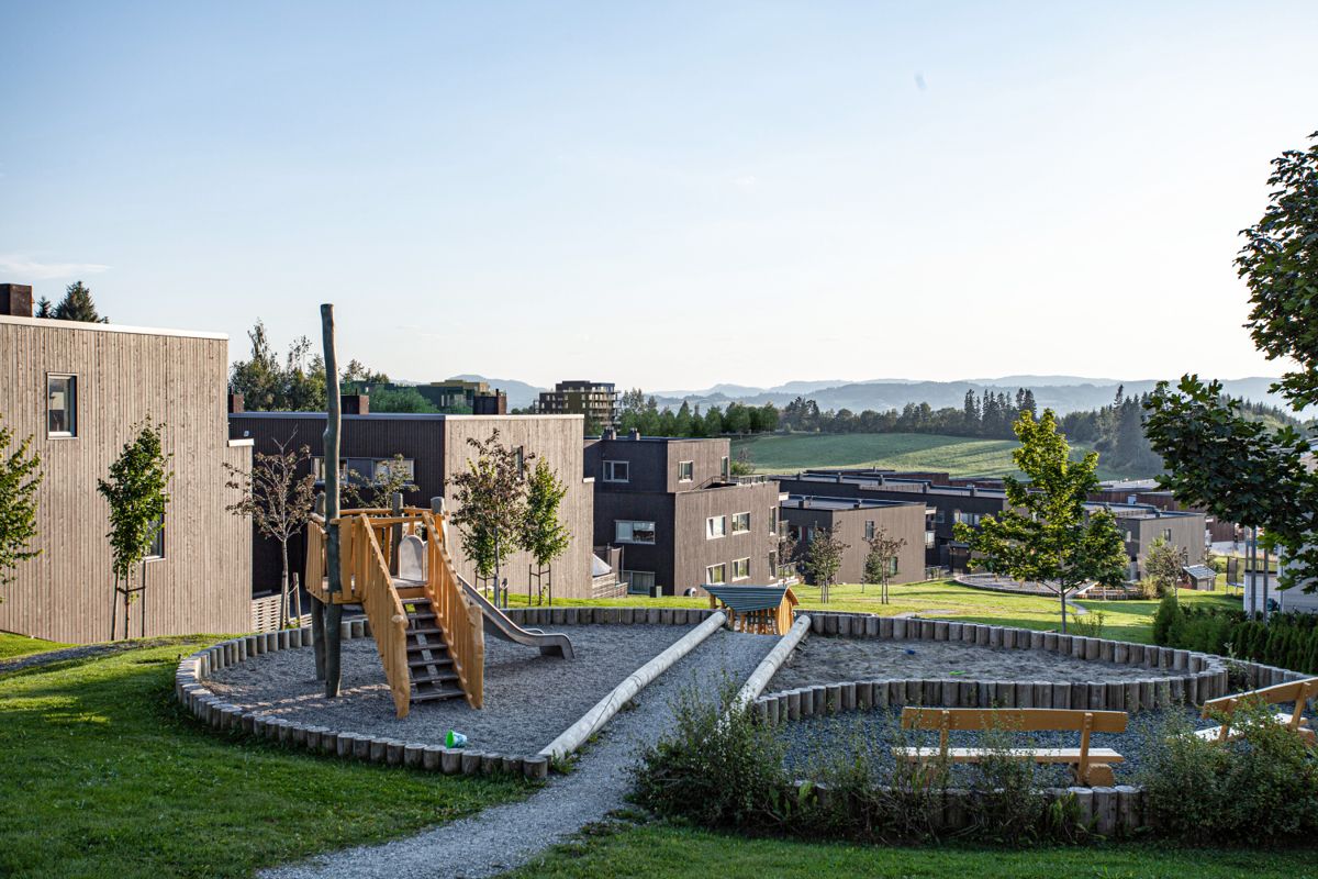 Over 500 nye boliger kan komme til Skjetleinskogen i Trondheim. Illustrasjon: Voll Arkitekter