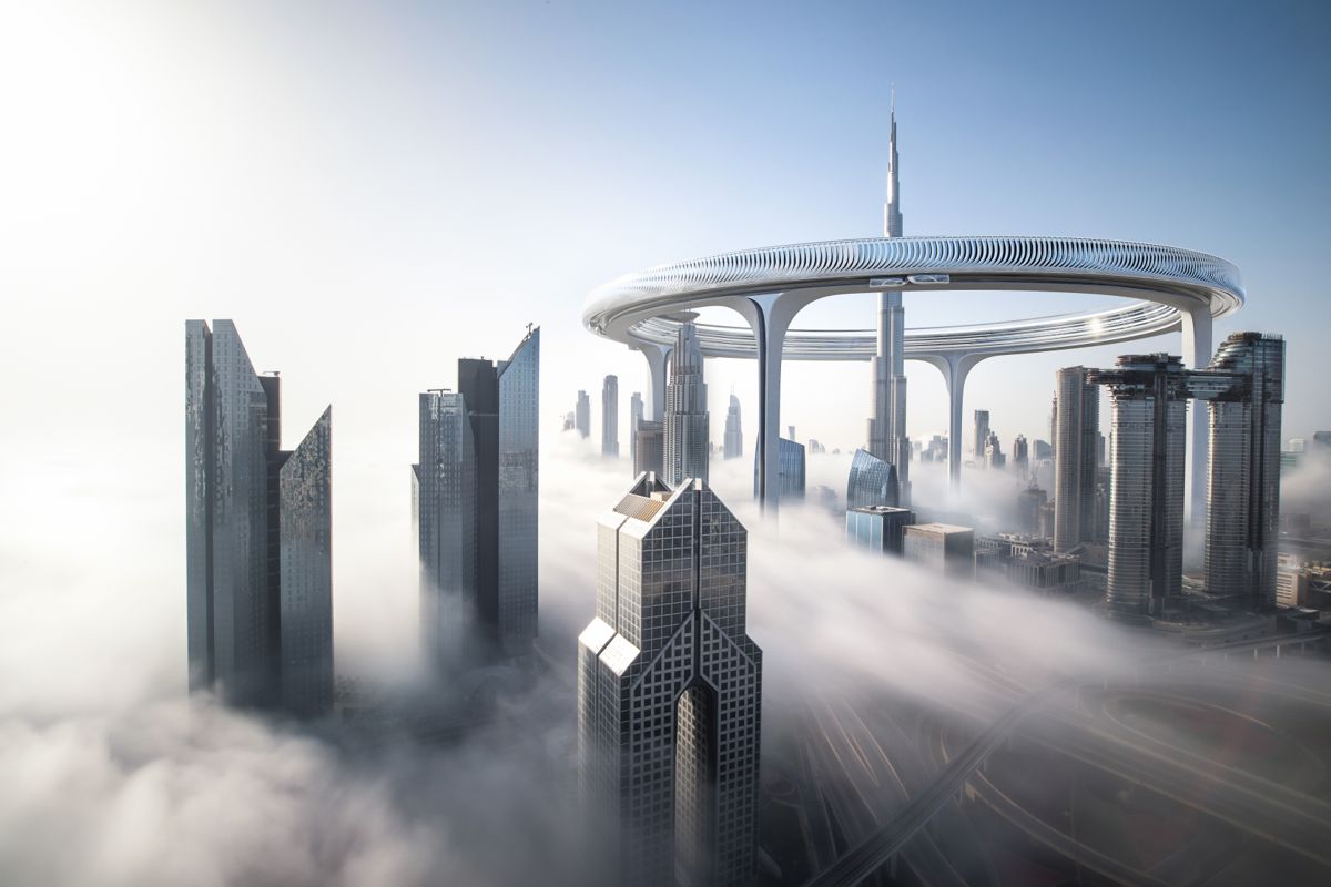 Downtown Circle er et ambisiøst, men fremdeles lite sannsynlig prosjekt i Dubai. Illustrasjon: ZN era