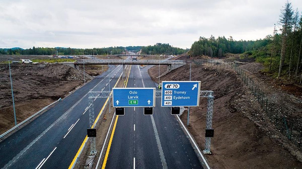 Den nye motorveien er bygget for 110 km/t. Foto: Nye Veier/Screen Story.