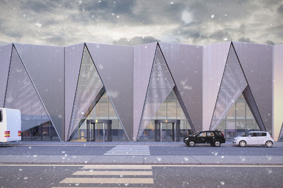 AF Gruppen bygger ny flyplass i Mo i Rana. Illustrasjon: Polarsirkelen lufthavnutvikling/Nordic - Office of Architecture