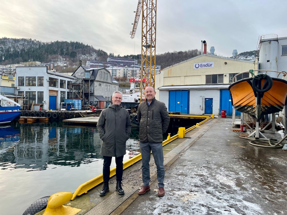 Tore Grimstad, daglig leder i LAB Eiendom og Åsmund Bjørndal Heen, styreleder i Frydenbø Eiendom AS. Foto: Frydenbø.