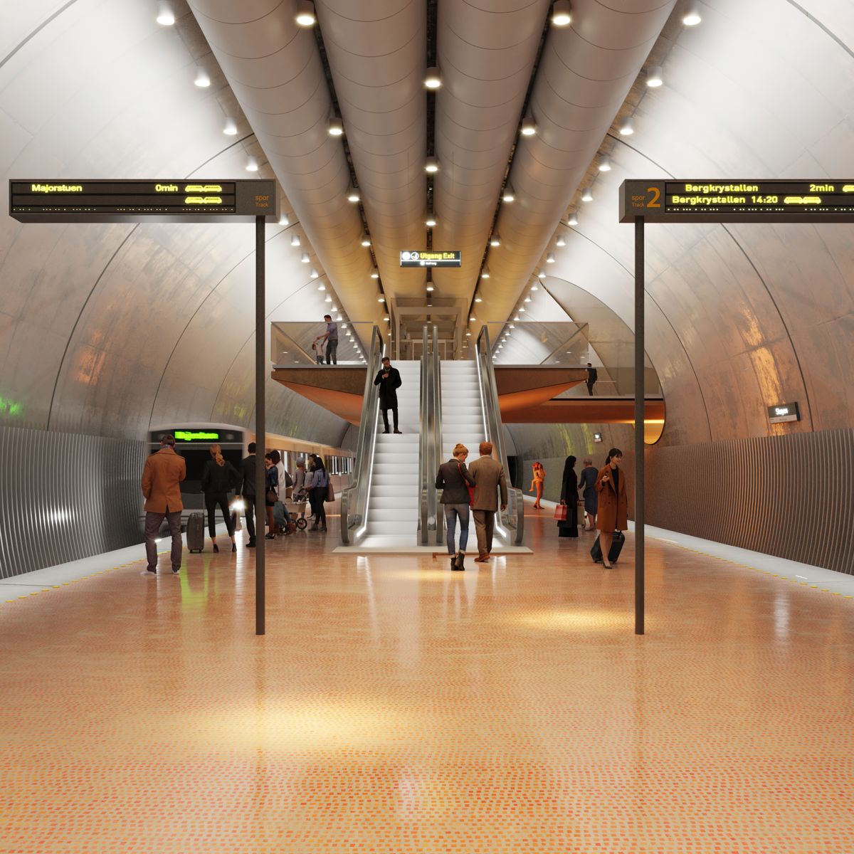 Visualisering av Skøyen T-banestasjon. Ill. L2 Arkitekter og Gottlieb Paludan Architects
