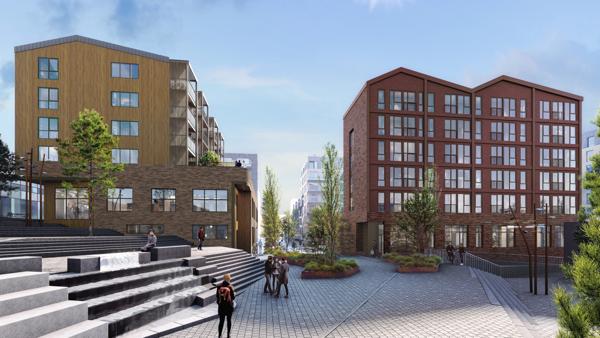 Veidekke skal bygge Nygatakvartalet på Straume. Ill. Sweco Architects