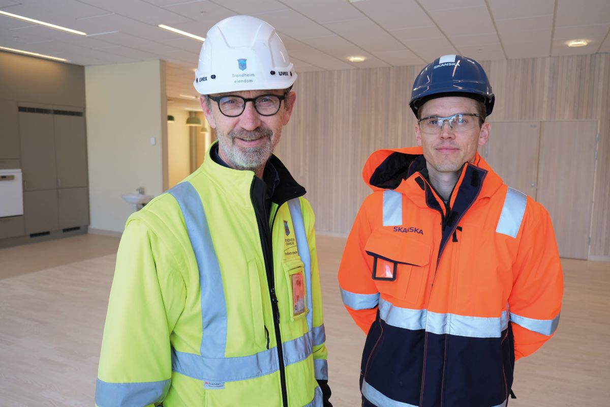 Trondheim kommunes prosjektleder Morten Marøy og Skanskas prosjektleder Per Olav Ødegård synes samarbeidet har fungert godt.