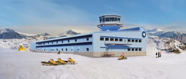 Britiske BAM Nuttall har oppnådd tett bygg på Rothera Research Station for British Antarctic Survey, i tide før den sørlige vintersesongen. Illustrasjon: Hugh Broughton Architects