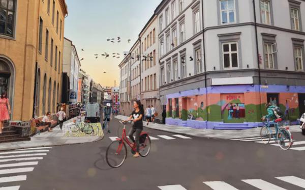 Slik kan Bernt Ankers gate i Oslo bli seende ut. Illustrasjon: Oslo kommune