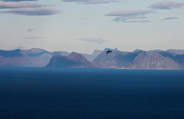Et Orion-fly på vei inn til landing på Andøya flystasjon. Foto: Tore Meek / NTB