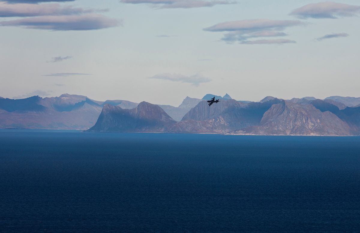 Et Orion-fly på vei inn til landing på Andøya flystasjon. Foto: Tore Meek / NTB