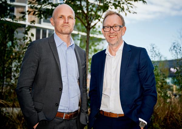 Rune Hardersen, tidligere administrerende direktør i GK Norge, sammen med Kim Robert Lisø, konsernsjef i GK og fungerende administrerende direktør i GK Norge. Arkivfoto.